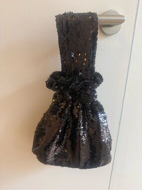 PatBO Black Sequin Evening Pouch